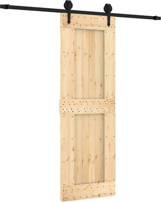 vidaXL Puerta Corredera Natural Y Negro 70 X 210 Cm Vidaxl