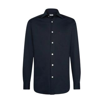 Kiton Nerano Hemd van Puur Katoen - Heren - Casual Overhemden - Zwart - S - Katoen - Overhemden