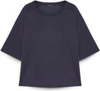 Fiorella Rubino Sweatshirt met lichtgevende applicaties - Dames - T-shirts - Blauw - L - Polyester - Tops