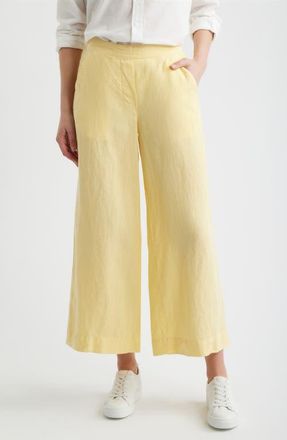 Frank & Eileen Maisie Wide Leg Linen Pants in Sunshine at Nordstrom, Size X-Large