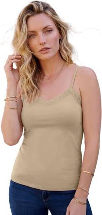 Roaman's Lace Trim Bra Cami in Sandy Beige at Nordstrom, Size 20