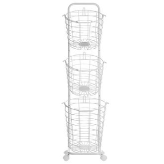 Beliani Carro De Almacenamiento 3 Niveles Metal Blanco Cestas Con Asas Giratorias Accesorio Cocina Ba&ntilde;o Toallas Peri&oacute;dico Frutas Verduras Ayapal