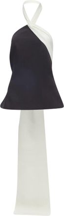 SAFiYAA pleated asymmetrical halter train top pant