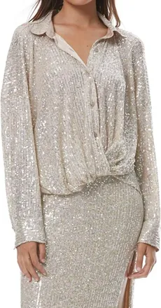 Young Fabulous & Broke Sequin Tourist Top In Champagne