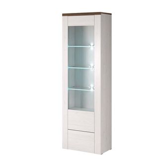 Petits Meubles Vitrina 1 puerta con led paneles de aglomerado madera y blanco