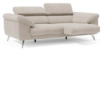 Divani.Store Donatello Divano con sedute allungabili braccioli contenitore e poggiatesta reclinabili in tessuto smacchiabile T23 183 cm panna