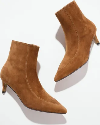Talbots Kait Suede Flare Ankle Boots - Caramel - 10 1/2 M Talbots