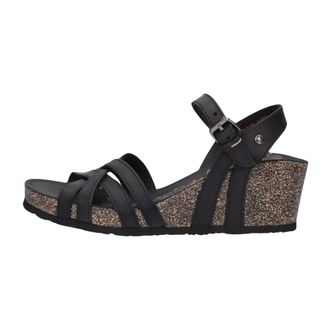 Panama Jack Schoenen, Dames, Zwart, 38 EU, Katoen, Zwarte Sleehak Sandaal Vera Basics