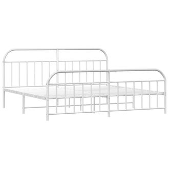 Berkfield Home Metal Bed Frame with Headboard & Footboard White 193x203 cm