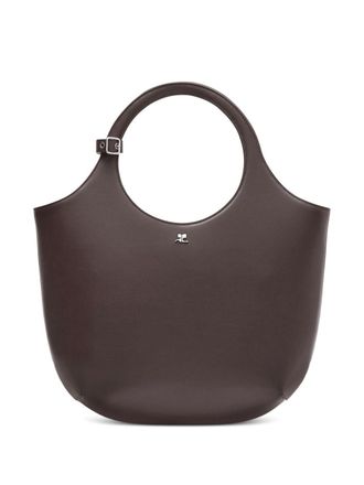 Courrèges medium Holy leather tote bag - Brown
