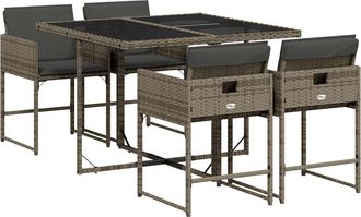 vidaXL Set Da Pranzo Da Giardino 5 Pz Con Cuscini In Polyrattan Grigio - Vidaxl