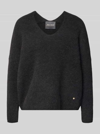 Mos Mosh Oversized Strickpullover mit gerippten Abschlüssen Modell THORA in Dunkelgrau, Größe XS