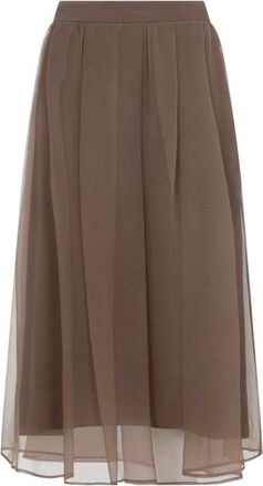 Brunello Cucinelli Gonna midi in voile - - Skirts - Donna - Marrone - XS