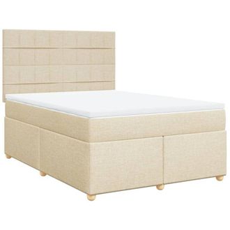 vidaXL Vidaxl - Cama Box Spring Con Colch&oacute;n Tela Color Crema 160x200 Cm