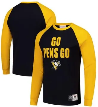 Mitchell & Ness Mens Mitchell & Ness Black/Gold Pittsburgh Penguins Legendary Slub Raglan Long Sleeve T-Shirt at Nordstrom, Size Xx-Large