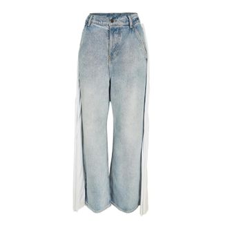 Diesel Womens/Ladies Denim Drape Detail Wide Leg Jeans (Blue Denim) - Medium Blue Cotton - Size 26 Regular