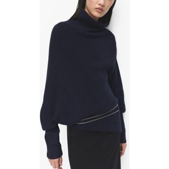 Mango Asymmetric Turtleneck Sweater in Navy at Nordstrom, Size X-Small