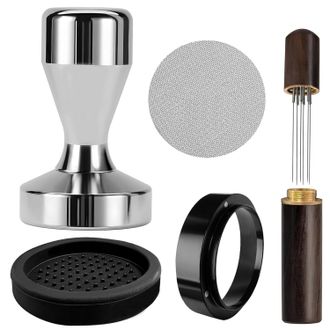 OEM Apisonador De Caf&eacute; Expreso De 51 Mm - Kit De Accesorios Para Cafeteras, Juego De 5 Piezas, Con Tapete, Tamiz De Posos, Agitador Y Anillo Receptor De P