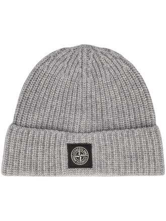 Stone Island Folded Cuff Ribbed Knit Beanie