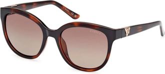 Guess Ronde Gepolariseerde Zonnebril - Dames - Zonnebrillen - Bruin - 56 MM - Accessoires