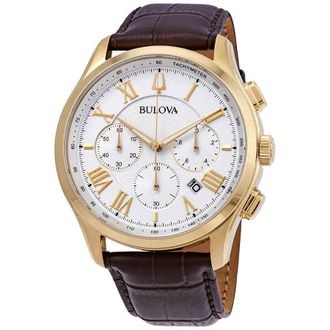 Bulova Classic White Textured Dial Mens Chronograph Watch 97B169