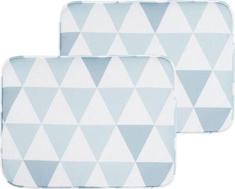 Beliani Conjunto De 2 Cojines Para Asientos De Exterior Azul Y Blanco Patr&oacute;n Geom&eacute;trico Cuerdas Resistentes A Los Rayos Uv Fiji