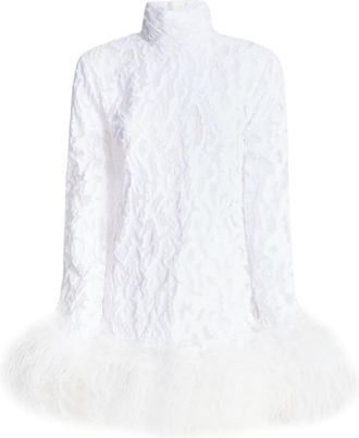 Taller Marmo Gina Gina Gina feather-trim minidress - women - Cotton/Polyamide/Polyester/Other fibres/Ostrich Feather - 42 - White