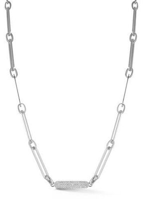 Sphera Milano Pav&eacute; Cubic Zirconia Bar Chain Necklace in Silver at Nordstrom Rack