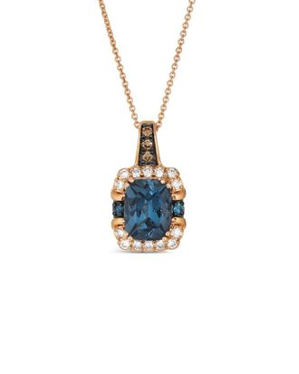 Le Vian 14K Rose Gold 2.47 Ct. Tw. Diamond & London Blue Topaz Drop Pendant