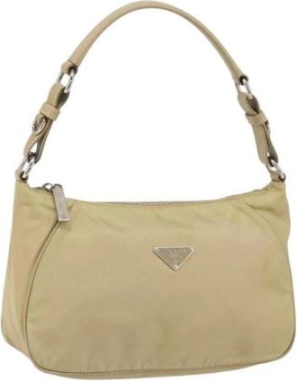 Prada Pre-owned Shoulder Bags, female, Beige, Size: ONE SIZE Pre-owned Nylon prada-bags