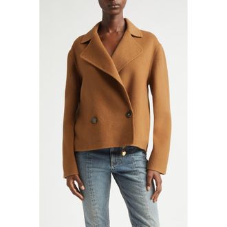 Stella McCartney Crop Wool Peacoat in Toffee at Nordstrom, Size 10 Us