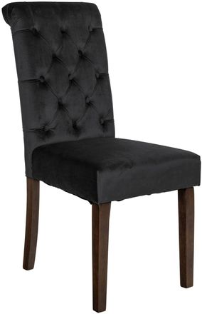 Clp Silla con patas de madera y asiento en Terciopelo Negro