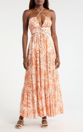 Elan Cutout Cover-Up Maxi Dress in Sunset Bali Print at Nordstrom, Size X-Large