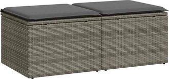 vidaXL 2 Piece Garden Sofa Set with Cushions Grey Poly Rattan Acacia Vidaxl