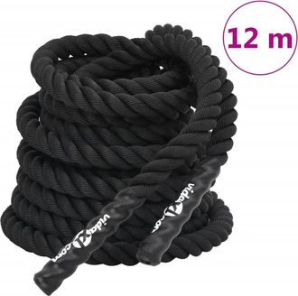 vidaXL Cuerda De Batalla Poli&eacute;ster Negro 12 M 9 Kg Vidaxl