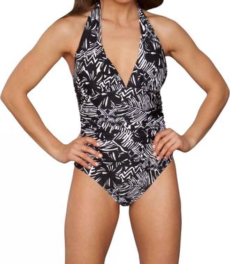 La Blanca Shirred Halter One Piece Swimsuit In Calypso