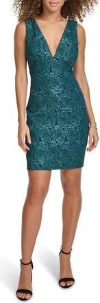 Siena My Balconia Floral Jacquard Plunge Neck Minidress in Gem at Nordstrom Rack, Size 10