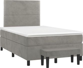 vidaXL Vidaxl - Cama Box Spring Con Colch&oacute;n Terciopelo Gris Claro 120x200 Cm