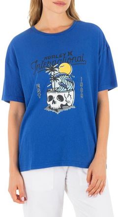 Hurley Skulltide Crewneck Cotton Boyfriend T-Shirt in Hydro at Nordstrom, Size X-Small