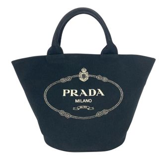Prada Canapa Black Canvas Pouch Shoulder Bag Tote Bag (Pre-Owned)