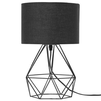 Beliani L&aacute;mpara De Mesa Pantalla Negra Jaula De Alambre Industrial Negra Maroni