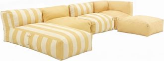Oviala Conjunto modular de jard&iacute;n rayado 5 plazas amarillo claro