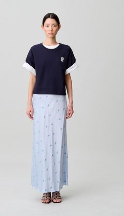 Claudie Pierlot Jupe satin&eacute;e fleurs