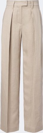 Brunello Cucinelli Monili pleated linen wide-leg pants
