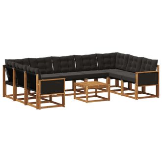 vidaXL Set Di Divani Da Esterno 10 Pz Naturale E Nero Vidaxl