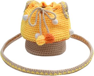 Generic Mushroom Bag for Women - Mushroom Drawstring Bucket Bag, Casual Wallets for Women, Crochet Wallet, Knitted Coin Purse,, Charger Multifunctional, Yello