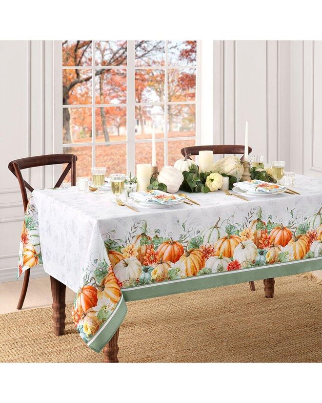 Pumpkin Harvest Vine Double Border Tablecloth