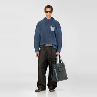 Diesel Wool-blend jumper with mock pocket - Knitwear - Man - Blue