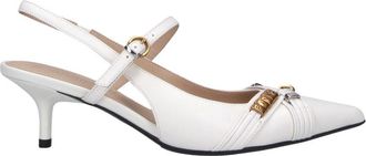 Pinko White Gloria 18 Leather Slingback Pumps