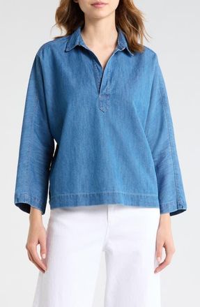 Frank & Eileen Gabi Denim Popover Shirt in Vintage Distressed Wash at Nordstrom, Size Xx-Small